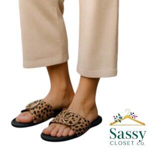 Statement Sandals – Cheetah Print + Sparkle, Sz 8, Like New